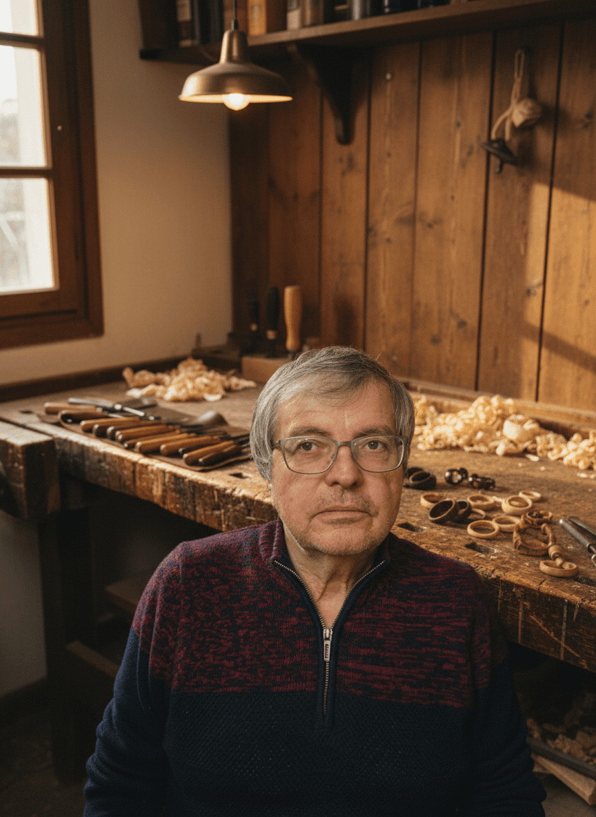 Valerica Zaharia în atelierul de sculptură